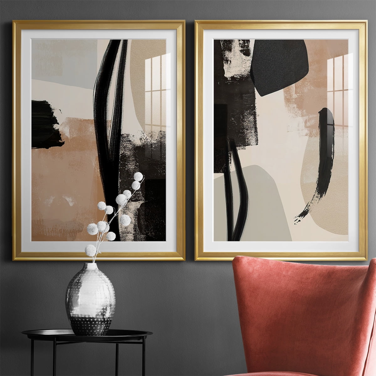 Wexford Home Selective Arrangement I Premium Framed Print, 30.5" x 42.5" - Ready to Hang, Gold (Set of 2)