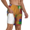 thumbnail image 3 of Goofa Colorful Building Blocks A Printed Men's Swim Trunks Board Shorts Quick Dry Mens Swimming Trunks with Compression Liner,Breathable Fit Hawaii Beach Shorts-XX-Large, 3 of 9
