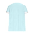 thumbnail image 6 of ClodeEU Women's V Neck Short Sleeve T-Shirt with Cutout Crochet Trim ,Casual Lace Blouse Light Blue,Womens Plus S, 6 of 6