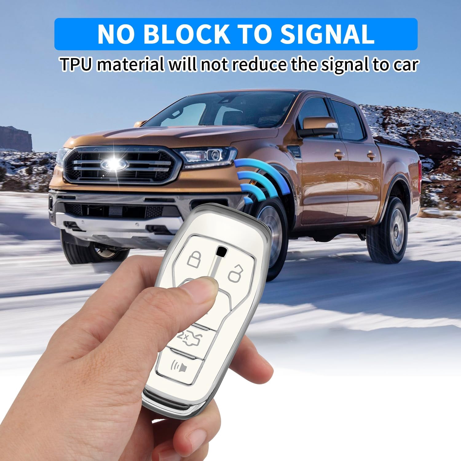 For Ford Key Fob Cover with Keychain, Shell Compatible with Ford Explorer F150 Lincoln MKC MKX MKZ Fusion Mustang Edge Remote Key Vehicle Accessories