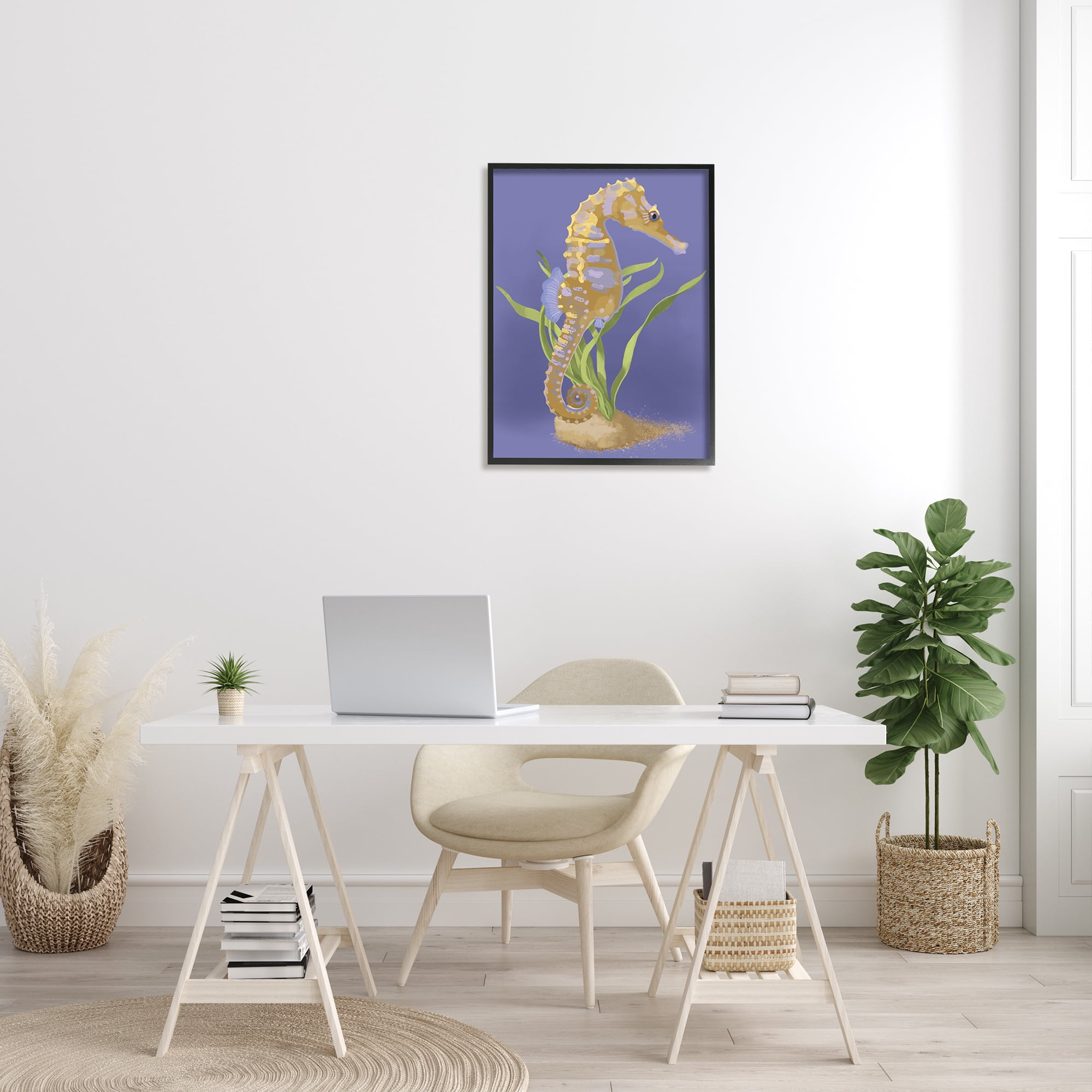 Stupell Home Décor Industries Underwater Seahorse Green Kelp over Purple, 24 x 30, Designed by Sally Springer Griffith