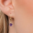 thumbnail image 3 of Gem Stone King 14K Yellow Gold Fancy Purple Zirconia Earrings for Women | 0.88 Cttw | Gemstone Birthstone | Heart Shape 5MM, 3 of 6