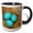 Black/White, variant on 3drose, Three Blue Robin Eggs Birds Nest, 11oz Two-tone Red Mug