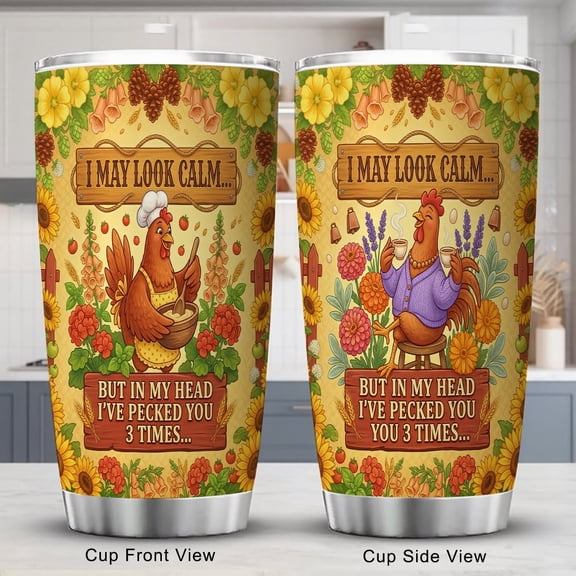 Chicken Tumbler 20oz Funny Chicken Design for Girl Lady Birthday Christmas Gift with Lid Travel Cup