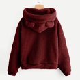 thumbnail image 4 of Fiaer Cute Ears Women Hoodie Oversized Long Sleeve Soft Warm Fleece Hooded Sweatshirts Baggy Comfort Fashion Tops Wine XL, 4 of 4