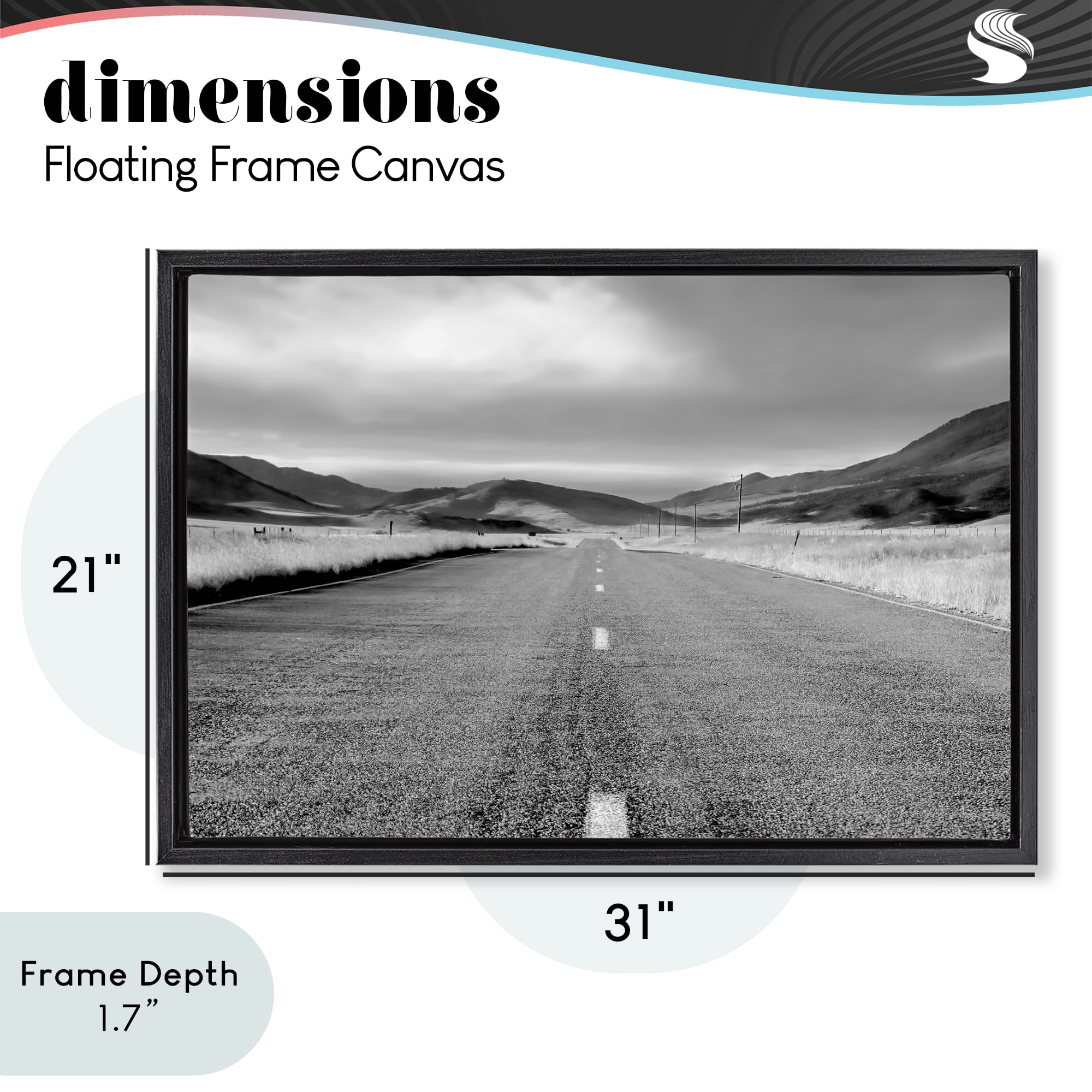 Stupell Industries Open Road Through Rolling Hills Black Framed Floater Canvas Wall Art, design by Steve Toole