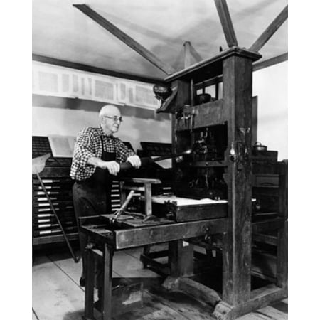 male worker operating a printing press isaiah thomas printing office