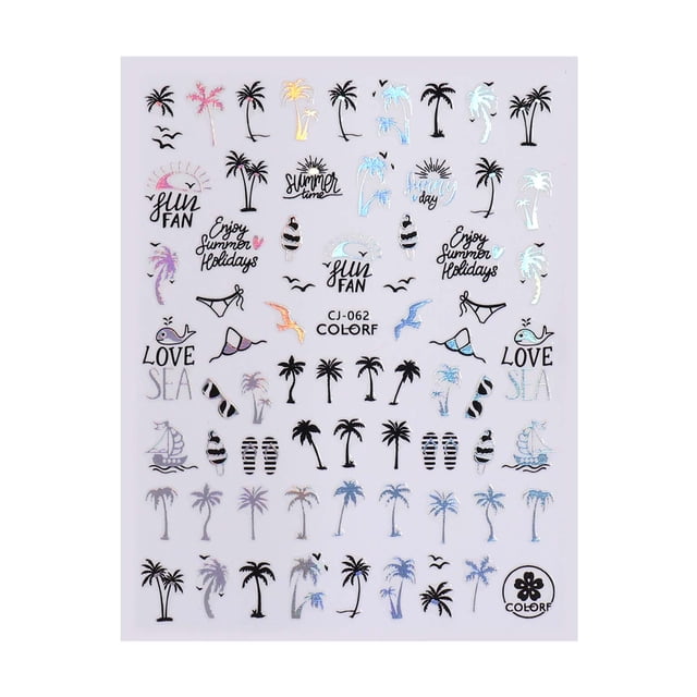 EGNMCR Nail Stickers Summer Sea Abstract Plant Color Nail Sticker nail patch