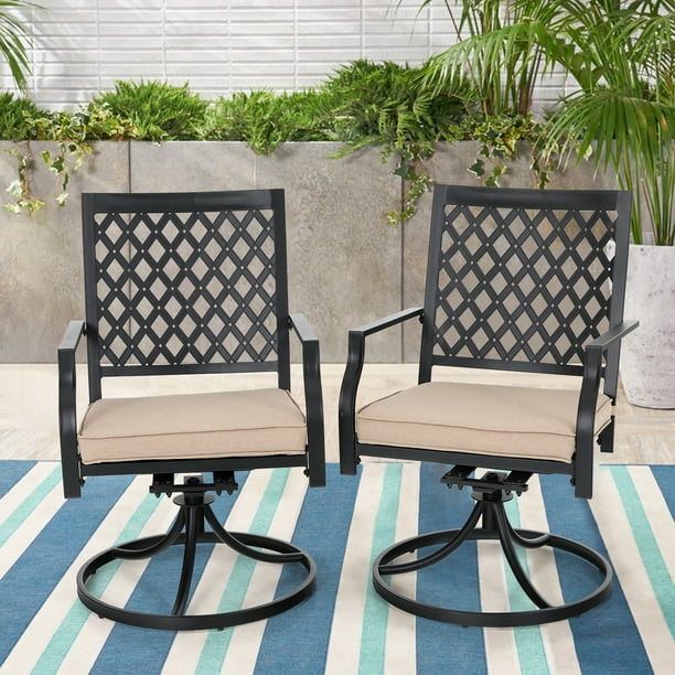 Mf Studio Outdoor Dining Chairs Patio Swivel Modern Furniture 300lbs Weight Capacity Suitable For Garden Room With Beige Cushion Type A Com Mf Studio Outdoor Dining Chairs Patio, Patio Chair Repair Mesh Uk
