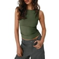 thumbnail image 2 of Women Going Out Summer Tank Tops Casual Basic Sleeveless Shirt Vacation Fashion Outfit Clothes Green L, 2 of 8