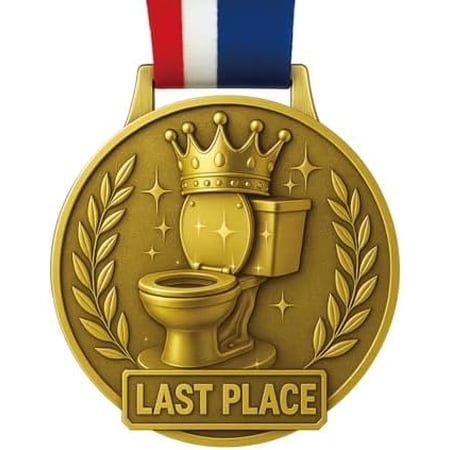 Last Place Award Medal – 3 Inch Funny Gag Trophy with Ribbon – Loser Prize for Parties, Fantasy Leagues, Office Games & White Elephant Gifts$$Gift Supply & Awards