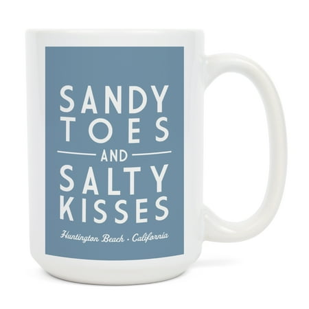 

15 fl oz Ceramic Mug Huntington Beach California Sandy Toes and Salty Kisses Simply Said Dishwasher & Microwave Safe