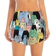 thumbnail image 4 of Lsque Different Cats Printed Women's Running Shorts with Liner Pockets,Elastic Quick Dry Workout Athletic Gym Yoga Shorts,Womens High Waist Shorts-Large, 4 of 9