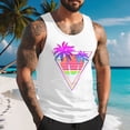 thumbnail image 4 of Gifts for Men! LINGLANG Mens Hawaiian Beach Tank Top Palm Tree Print Sleeveless Summer Casual Shirt, 4 of 4