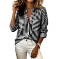 thumbnail image 4 of Button Down Shirts for Women Long Sleeve Cotton Striped Dress Shirts Casual Collared Blouses Business Work Tops with Pockets, 4 of 9