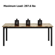 Rectangular Dining Table Seats 6-8, Modern Industrial Kitchen Table with Heavy Duty Metal Legs