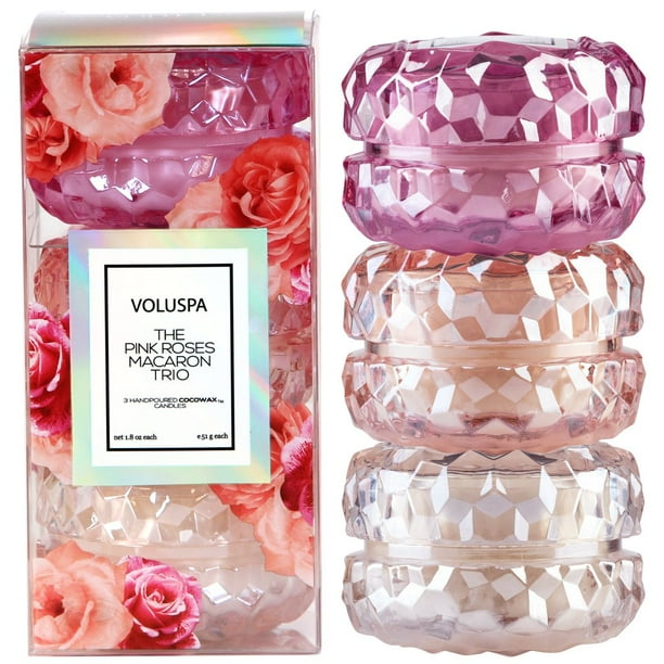 Voluspa Roses Macaron the Pink Roses Trio 3 Candle Gift Set for luxury entertaining Walmart
