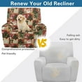 thumbnail image 4 of Renewold Vintage Christmas Recliner Cover 4 Pieces Fitted Recliner Chair Cover Soft Thick Reclining Sofa Slipcover with Storage Pocket and Elatic Straps for Dogs/Cats/Kids, Santa Claus Snowman, 4 of 8