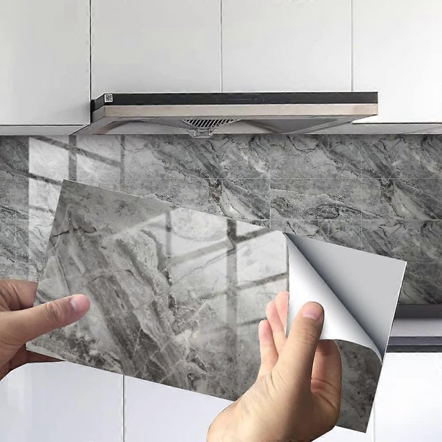 Pegatinas de Azulejos de Mármol KAIYANG 32 Piezas a Prueba de Aceite PVC Autoadhesivas 12 x 6 Pulgadas COLOR 4