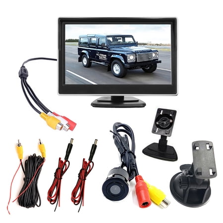 Fangsheng Backup Camera and Monitor, Night Vision HD Reverse Camera with 12 IR LED Lights, 5" LCD Rearview Monitor for Car, Vehicle, SUV, Van, Camper