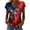 Red, variant on MEICHEN Women's V Neck Butterfly & Rose Print T Shirt Patriotic Glitter Graphic Casual Top