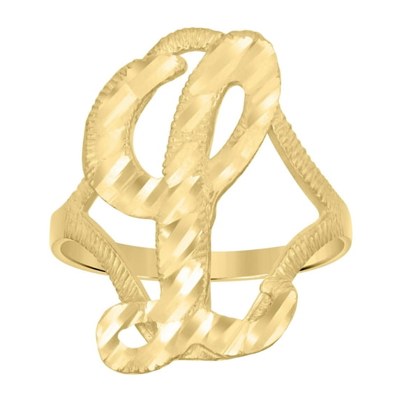 10kt 10k Yellow Gold Womens Diamond-Cut Textured Initial Letter L Band Ring