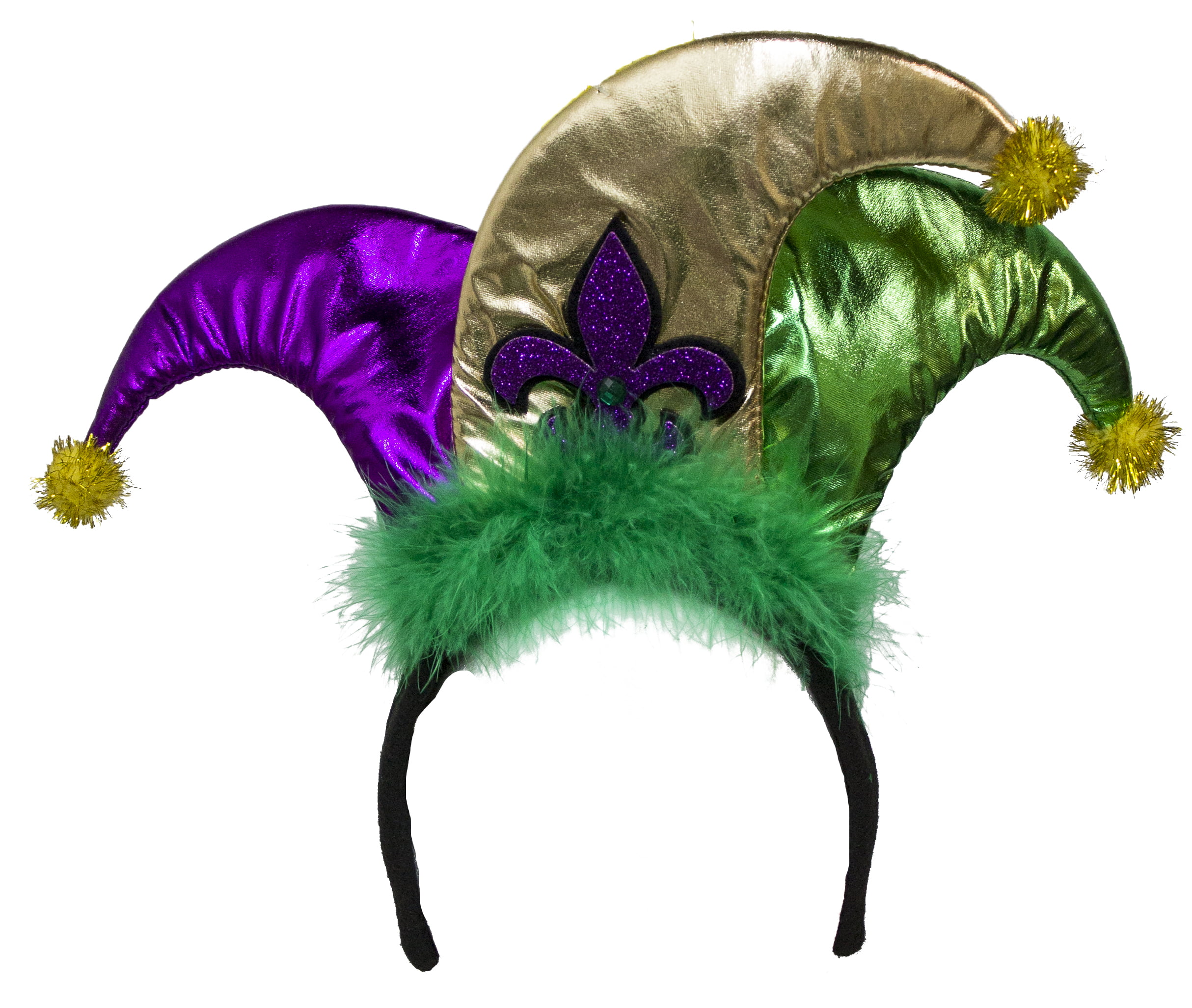 Mardi Gras Mini Jester Hat with Fleur De Lis Headband - Walmart.com