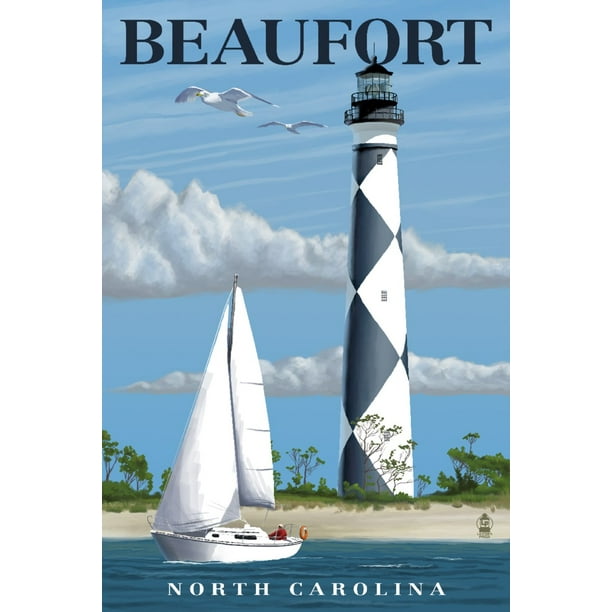 Beaufort, North Carolina, Cape Lookout Lighthouse (9x12 Wall Art Print