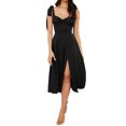 thumbnail image 3 of Kmbangi Femmes Été Midi Partie Robe Couleur Unie Sans Manches Robe de Plage Robe de Soirée Fendue Dos Nu, 3 of 5