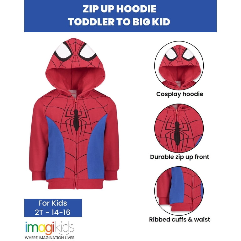 Marvel Spider-Man Big Boys' Cosplay Fleece Zip-Up Hoodie photo 4