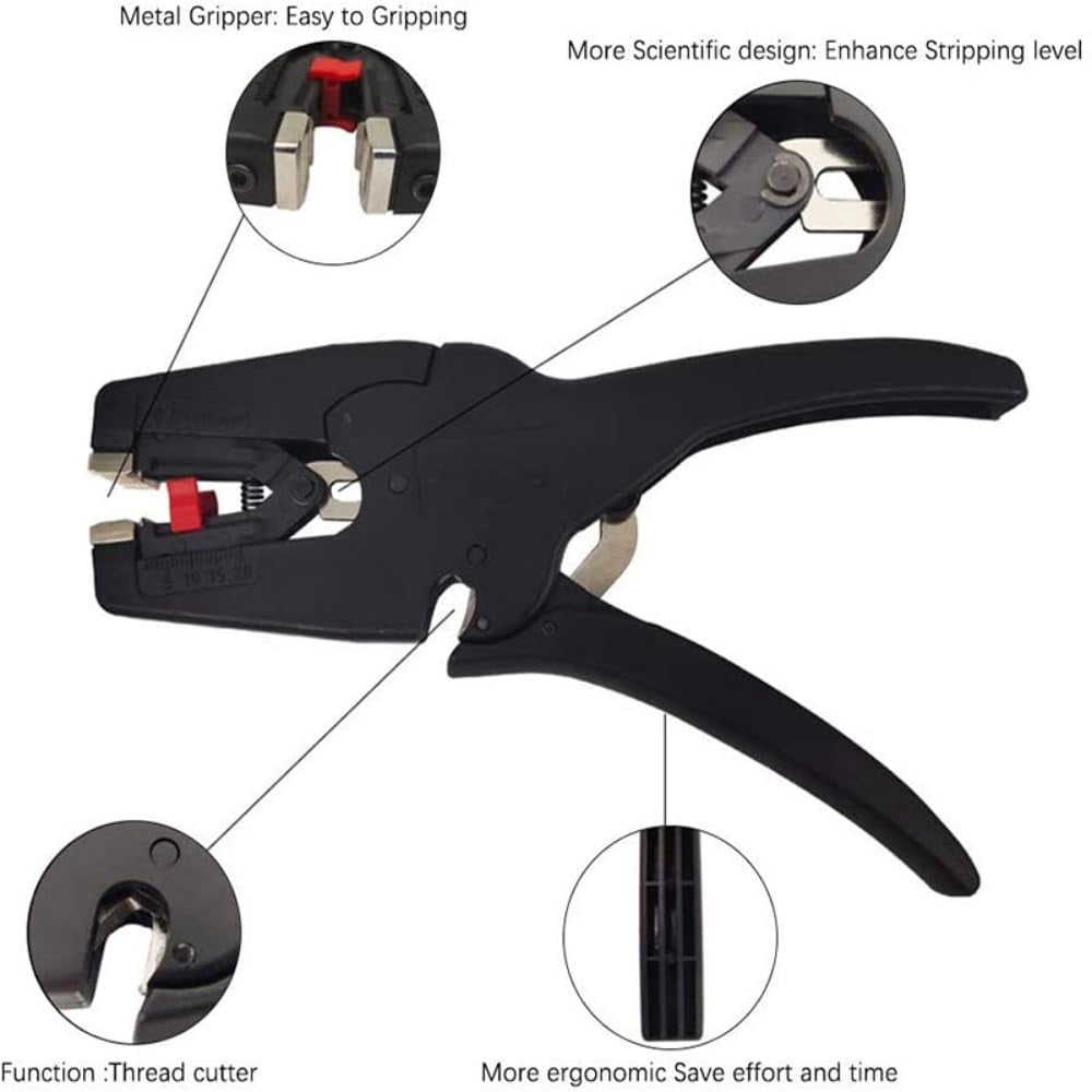 Wire Stripper Tool Electrical Wire Stripper With Blade Plastic Pliers Length Limiter Shockproof Fiberglass Wire Strippers For Copper And Aluminum Wires