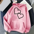 thumbnail image 3 of Erwazi Women Drawstring Hoodies Valentine's Day Heart Print Hooded Sweatshirts Casual Loose Pullover Tops, 3 of 4