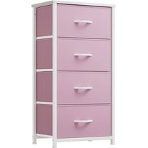 Dextrus 4 Drawer storage Dresser Fabric Chest of Drawers Sturdy Steel Frame Furniture Storage Organizer for Living Room,Bedroom,Hallway Pink