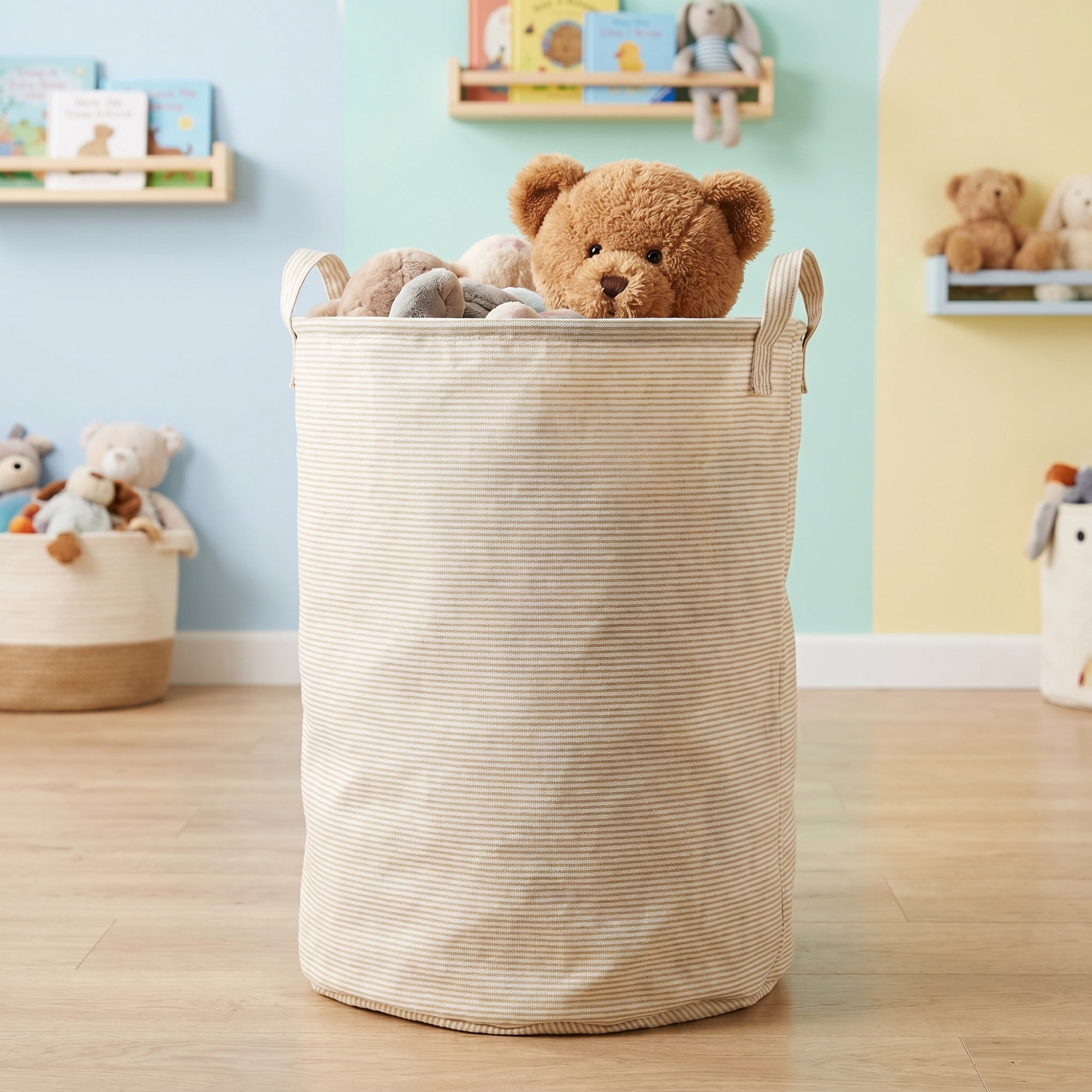 Unique Bargains Collapsible Non-Woven Fabric Hamper with Handles Yellow 16.9" x 13.8"