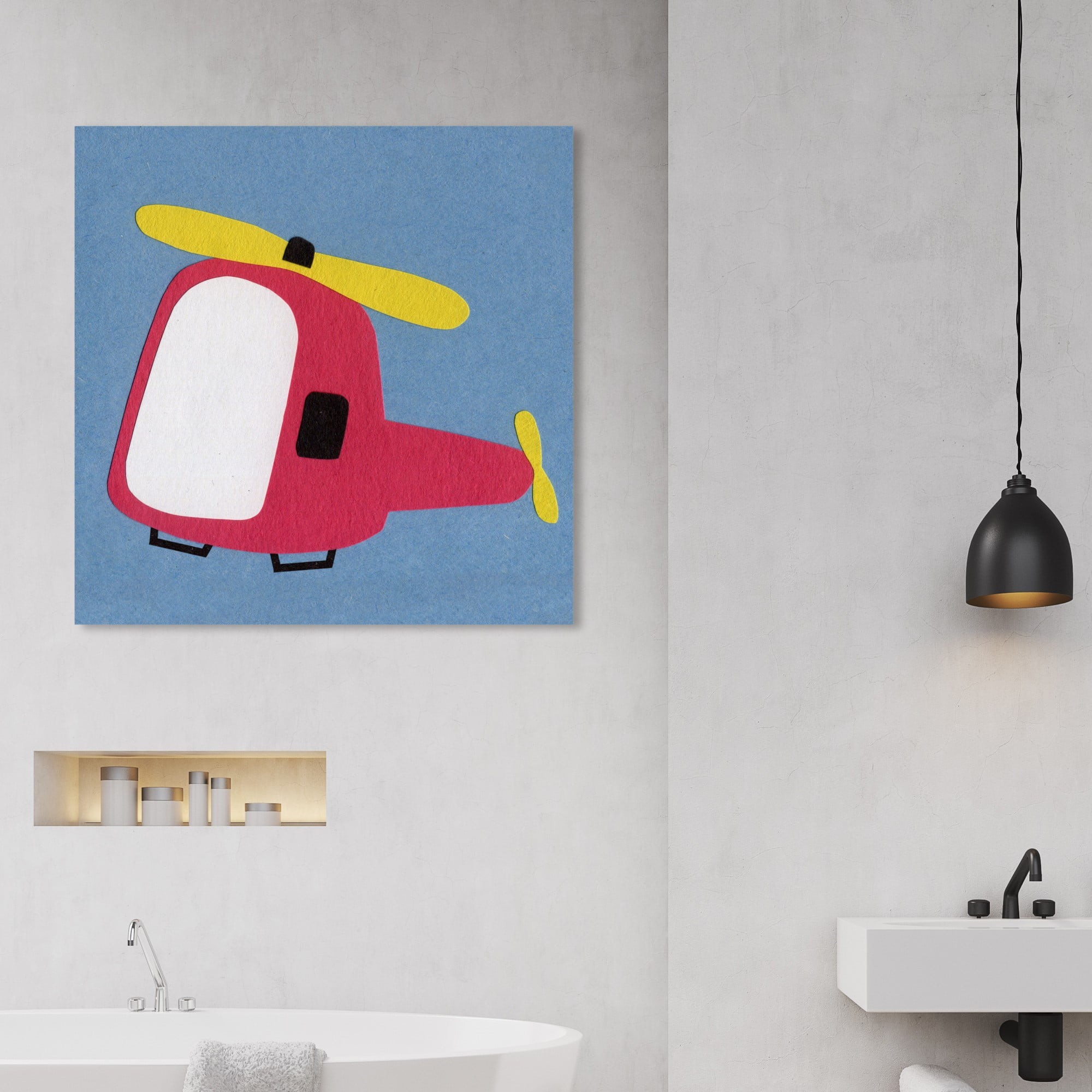 Wynwood Studio 'Helicopter' Transportation Wall Art Canvas Print - Red, Blue, 20" x 20"