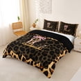 thumbnail image 2 of Manfei Leopard Print Personalized Initial L Duvet Cover Set for Teens,Pink Ribbon Bow Bedding Full for Girls,Black Reversible,Lightweight Room Decor,3-Piece,No Comforter, 2 of 5