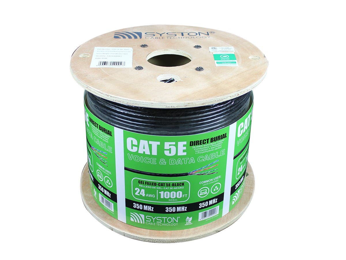 CAT5e Outdoor Direct Burial UV Rated Ethernet Cable 350MHz 1000FT COPPER
