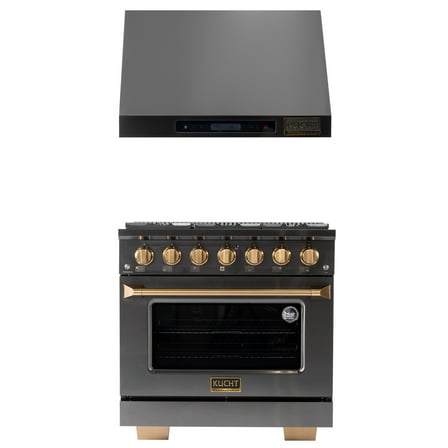 Gemstone 36 in. 5.2 Propane Gas Range in Titanium SS   Under Cabinet Range Hood