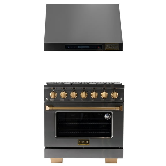 Gemstone 36 in. 5.2 Natural Gas Range in Titanium SS   Under Cabinet Range Hood