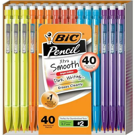 BIC Xtra-Smooth Mechanical Pencils with Erasers, 0.7mm, 40 Count