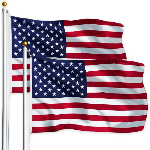 G128 - American Flag 3x5ft Printed Quality Polyester with Brass Grommets Double Stitched - 2 PACK