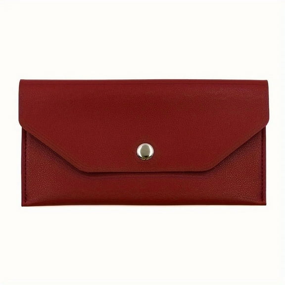 XmhyTop-A Red Leather Cash Envelope, 17.5*9.2cm Budget Envelope Wallet, 1 Piece Reusable Money Stuffing Wallet for Bills