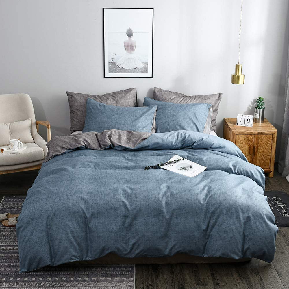 Bed Linen With Pillowcase Microfibre, Blue Gray Duvet Cover