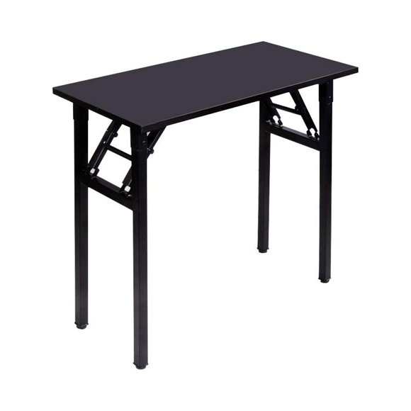 Need Small computer Desk 315 inches Folding Table No Assembly Sturdy Small Writing Desk Folding Desk for Small Spaces All Black Ac5-8040-cB