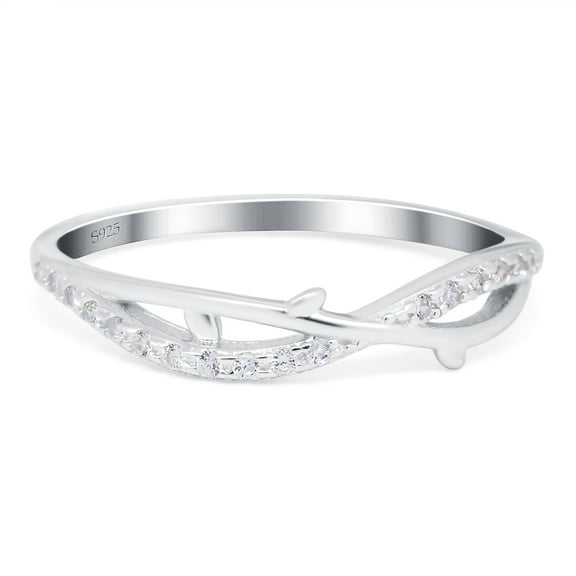 Simulated Cubic Zirconia Size-5 Fashion Crisscross Half Eternity Ring Band 925 Sterling Silver