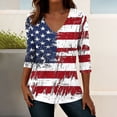 thumbnail image 7 of Patriotic V Neck Tshirts for Women 4th of July Outfits Funny 3/4 Sleeve Graphic Tee Summer Casual T-Shirt White, XL, 7 of 7