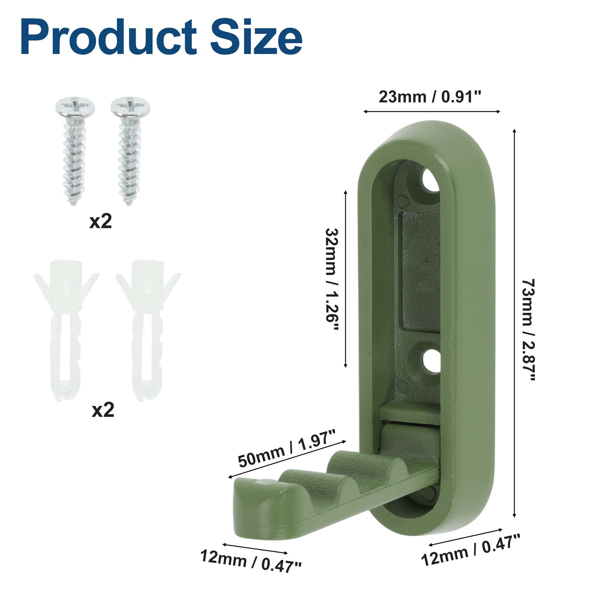 Unique Bargains Round Coat Hook Wall Mount Folding Hook Green 2.87"x0.91"x0.47"