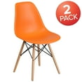 thumbnail image 2 of BizChair 2 Pack Orange Plastic Chair with Wooden Legs, 2 of 7