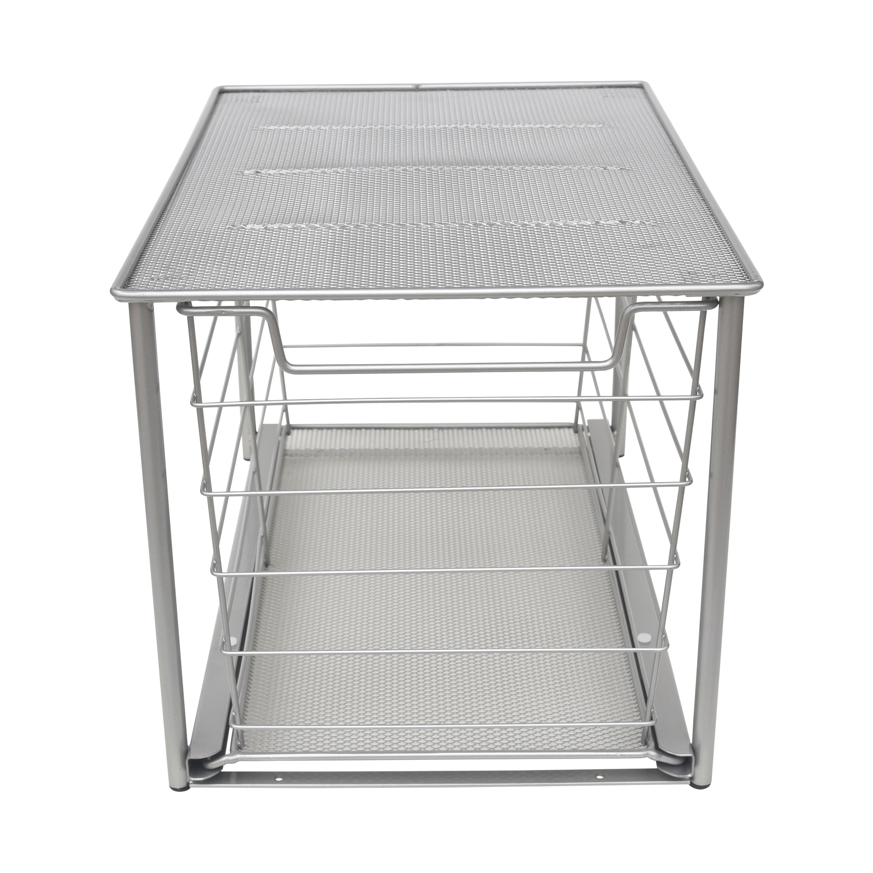 Mainstays Large Stackable Slide-Out Drawer Organizer, Satin Nickel, 14.96 in x 10.04 in x 9.29 in