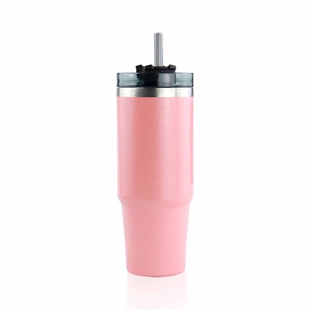 Botella de vacío de gran capacidad con aislamiento de café leche taza de té ejercicio jogging acero inoxidable Taza de bebida con tapa transparente Home Pink 900ml sidaley HA011613-06B